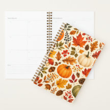 Herbst-Aquarell-Kürbisse, Herbstlaub und Wald