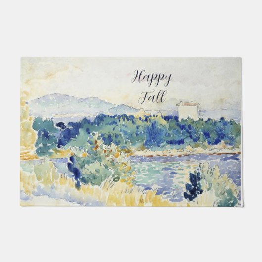Herbst-Aquarell-Landschaft mit anpassbarem Text Fußmatte (Vorderseite)