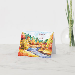 Herbst-Aquarell-Landschaft mit anpassbarem Text Karte