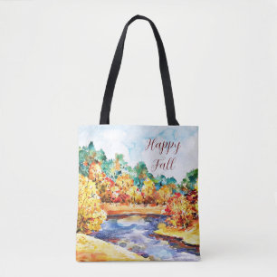 Herbst-Aquarell-Landschaft mit anpassbarem Text  Tasche