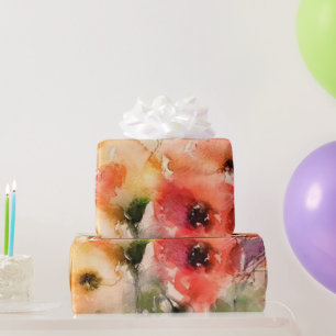 Herbst-Aquarell-Mohn  Geschenkpapier