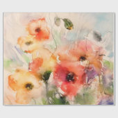 Herbst-Aquarell-Mohn Geschenkpapier (Flach)