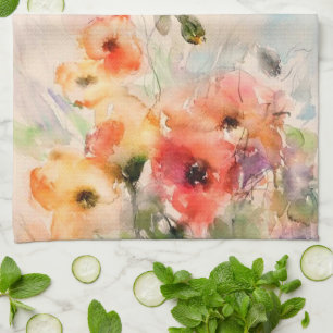Herbst-Aquarell-Mohn Geschirrtuch