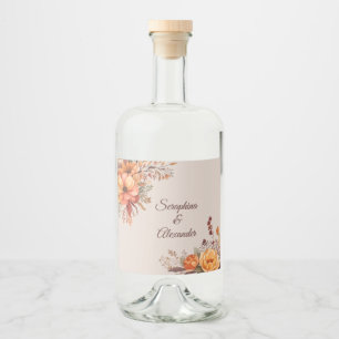 Herbst-Aquarell-Rustikale-Floral-Hochzeit Alkoholflaschenetikett