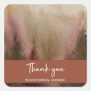 Herbst-Aquarell-Wald-Terrakotta-Brautparty Quadratischer Aufkleber