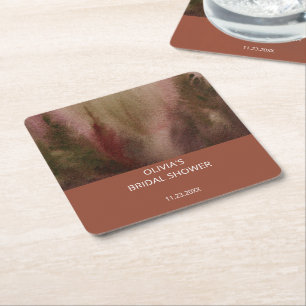Herbst-Aquarell-Wald-Terrakotta-Brautparty Rechteckiger Pappuntersetzer