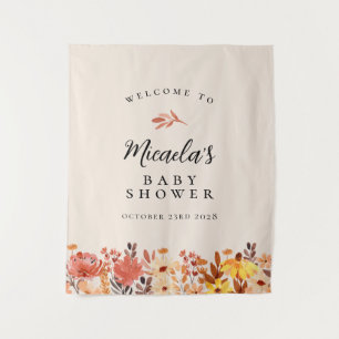 Herbst-Aquarell-Wildblumen-Baby-Shower-Willkommen Wandteppich