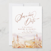 Herbst-Aquarell-Wildblumen-Berg-Rustikale-Hochzeit Save The Date (Vorderseite)