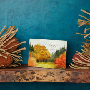 Herbst-Aquarellbäume mit anpassbarem Text Fotoplatte