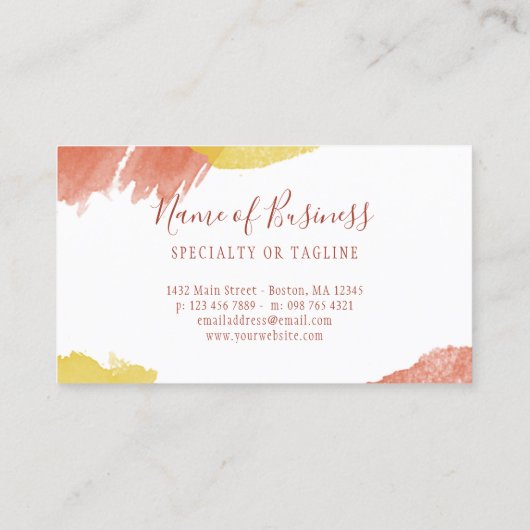 Herbst-Aquarelle u. herrliches Skript Visitenkarte (Rückseite)