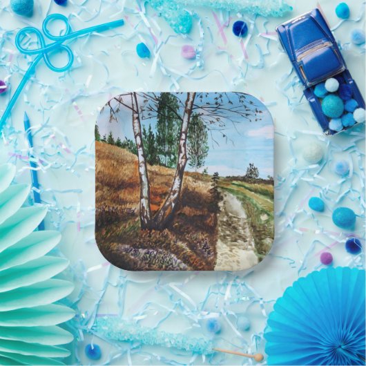 Herbst-Aquarellmalerei Pappteller (Party)