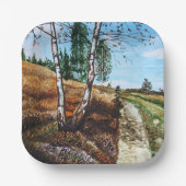 Herbst-Aquarellmalerei Pappteller (Vorderseite)