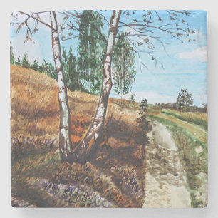 Herbst-Aquarellmalerei Steinuntersetzer