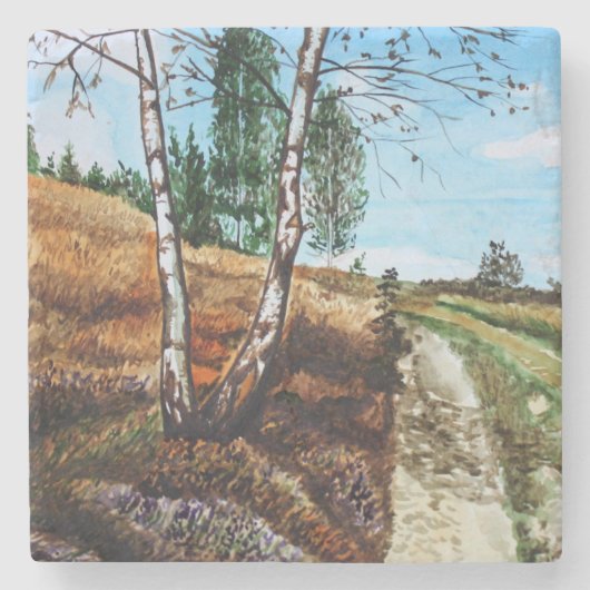 Herbst-Aquarellmalerei Steinuntersetzer (Vorderseite)
