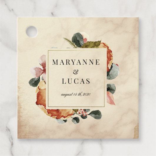 Herbst Aquarellpapier Monogramm danke Geschenkanhänger (Vorderseite)