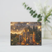 Herbst Äquinoktische Kerzen Feiertagspostkarte (Stehend Vorderseite)