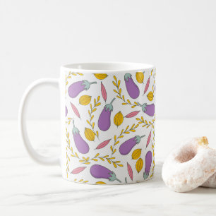 Herbst Aubergine Gelbes Blattmuster Kaffeetasse