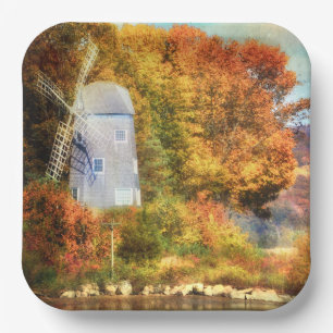 Herbst auf dem Fluss Pappteller