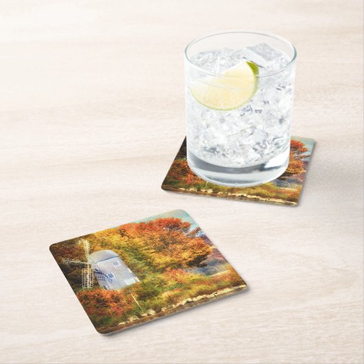 Herbst auf dem Fluss Rechteckiger Pappuntersetzer (Vor Ort)