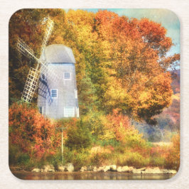 Herbst auf dem Fluss Rechteckiger Pappuntersetzer