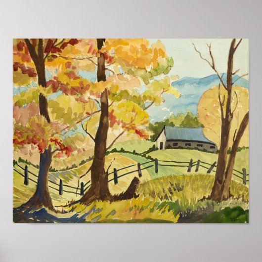 Herbst auf dem landwirtschaftlichen Betrieb Poster (Vorne)