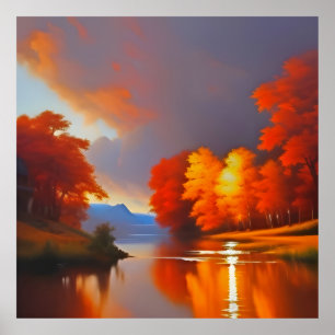 Herbst auf dem See Poster