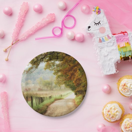 Herbst auf einer Landstraße Pappteller (Party)