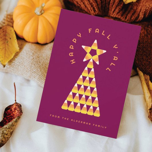 Herbst auf Weihnachten Grußkarte - Candy Corn Tree Karte