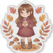 Herbst-Aufkleber kleines Mädchen Aufkleber (Vorderseite)
