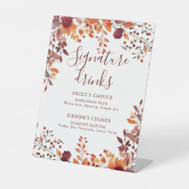 Herbst Autumnal Blätter Burgundy Signature Drinks Sockelschild