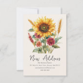 Herbst Autumnal Sonnenblume | Neue Zuhause-Adresse Ankündigung (Vorderseite)