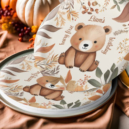 Herbst Baby Bear 1 Jahr alt Geburtstag Beary First Pappteller