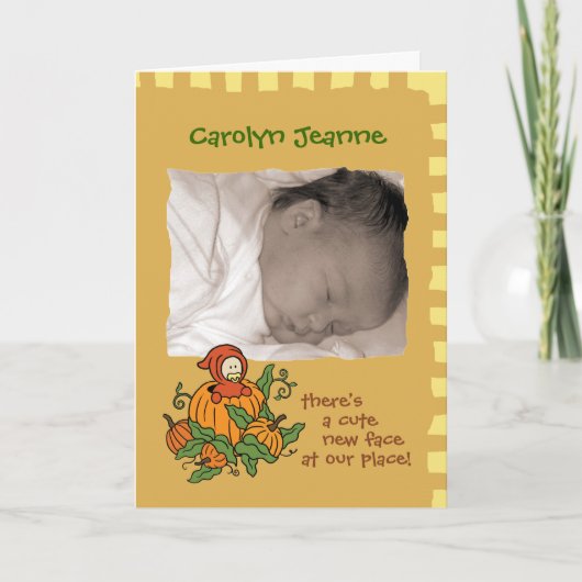 Herbst Baby Birth Announcement (Junge oder Mädchen Ankündigung (Vorderseite)