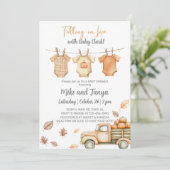 Herbst Baby Clothesline Baby Dusche Einladung. Einladung (Stehend Vorderseite)