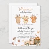 Herbst Baby Clothesline Baby Dusche Einladung. Einladung (Vorne/Hinten)