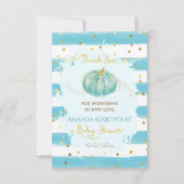 Herbst Baby Dusche Blue Pumpkin Dankeskarte (Vorderseite)