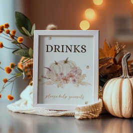 Herbst Baby Duwer Drinks Zeichen Poster