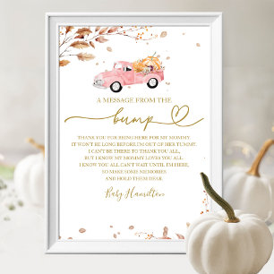 Herbst-Baby-Party Ein Gruß vom Babybauch-Schild Poster
