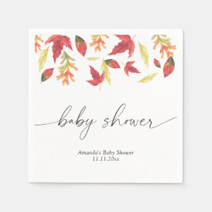 Herbst-Baby-Party mit fallenden Blättern Serviette