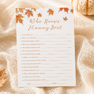 Herbst-Baby-Party-Spielkarte: Wer kennt Mama am be Einladung