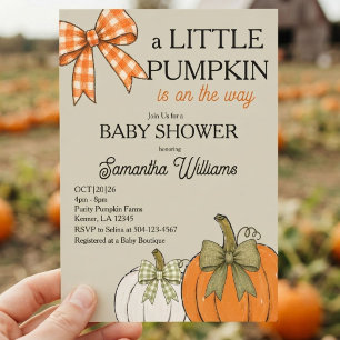 Herbst-Baby-Shower Creme Orange Salbei Kürbis Ging Einladung