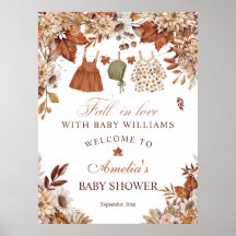 Herbst-Baby-Shower-Willkommensposter Baby-Kleiderl