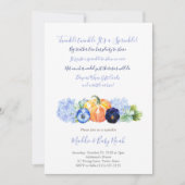 Herbst Baby Sprinkle für Junge, Pumpkinblauer Blum Einladung (Vorderseite)