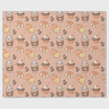 Herbst Backwaren & Kaffee Kawaii Muster