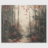 Herbst-Bambuspfad-Tuschewaschung Geschenkpapier (Flach)