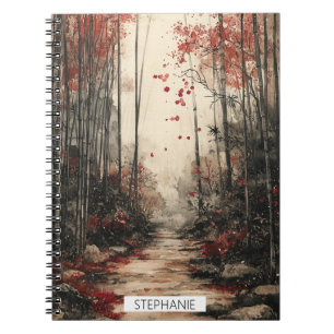 Herbst-Bambuspfad-Tuschewaschung Notizblock