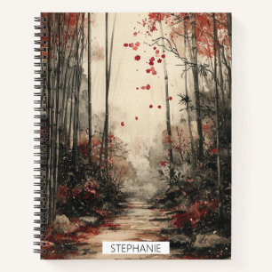 Herbst-Bambuspfad-Tuschewaschung Notizblock