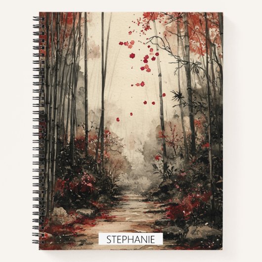 Herbst-Bambuspfad-Tuschewaschung Notizblock (Vorderseite)