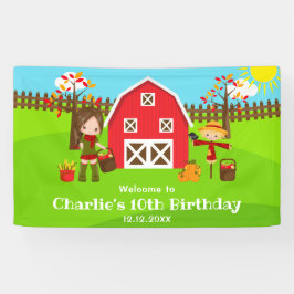 Herbst Barnyard Birthday Braun Haar Mädchen Willko Banner