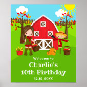 Herbst Barnyard Birthday Braun Haar Mädchen Willko Poster (Vorne)